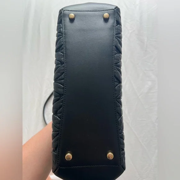 Coach Black Quilted Satchel with Gold Chain